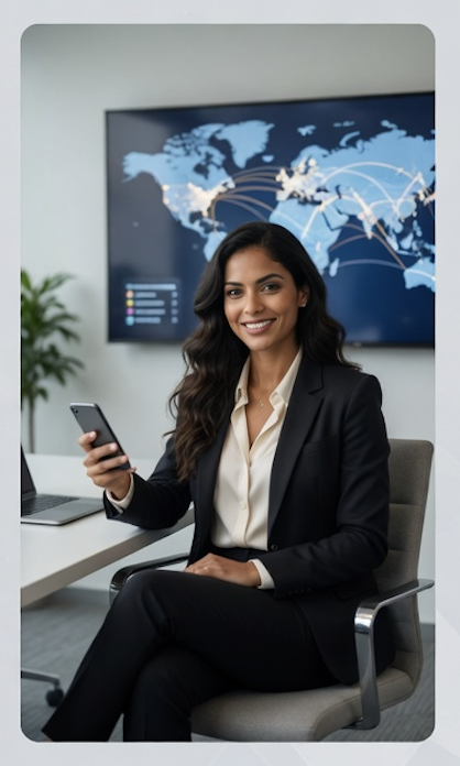 Ana Paula Santos — Call Assist AI Guide at desk with phone